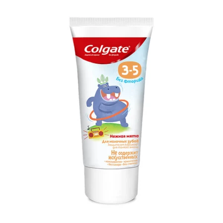 Зубна паста Colgate дитяча без фториду Ніжна м`ята 3-5 років, 60 г: ціни та характеристики